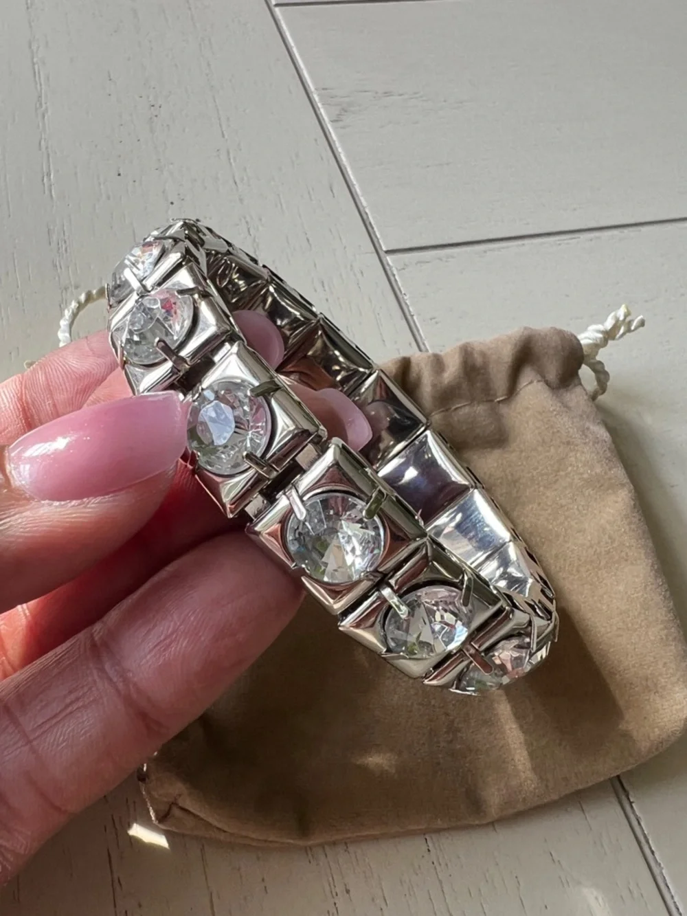 Silver Crystal Bracelet - Clear Stones - Picture 3 of 10